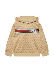 Guess Bluza L5RQ24 FL04Q Beżowy Regular Fit. Brązowe bluzy dla chłopców Guess, z aplikacjami, z bawełny, bez ramiączek, bez kaptura. Za 239.99 zł.