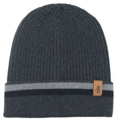 Jesienno-Zimowa Czapka (beanie) – Alties - Kolor Grafitowy, Pasek. Szare czapki i kapelusze męskie Alties, bez wzorów, z dzianiny, sportowe. Za 59.00 zł.