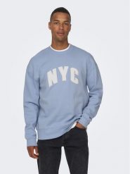 Only & Sons Bluza 22026376 Niebieski Regular Fit. Niebieskie bluzy męskie Only & Sons, m, bez wzorów, z bawełny, bez kaptura. Za 159.99 zł.