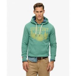 Jednokolorowa, luźna bluza z kapturem Superdry Lo-Fi Outdoor. Zielone bluzy męskie Superdry., s, bez wzorów, z kapturem. Za 299.75 zł.