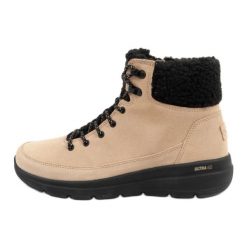 Buty Skechers Glacial Ultra-Woodlands 16677/NTBK beżowy. Brązowe botki damskie bez wzorów, z materiału. Za 432.01 zł.