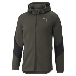 Bluza dresowa męska Puma EVOSTRIPE. Zielone bluzy sportowe męskie Puma, m, bez wzorów, z dresówki, bez kaptura, na fitness i siłownię. Za 231.99 zł.