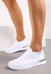 Białe Buty Sportowe z Wsuwaną Skarpetkową Cholewką do Kostki Elairi. Białe obuwie sportowe damskie Renee, bez wzorów. Za 39.99 zł.