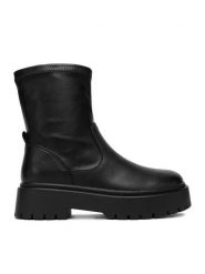 DeeZee Botki 13123-41 Czarny. Czarne botki damskie DeeZee, z materiału, bez obcasa, na płaskiej podeszwie, bez zapięcia. Za 229.99 zł.