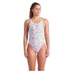 Damski kostium kąpielowy 1-częściowy Arena Confetti Tec. Białe kostiumy jednoczęściowe damskie Arena, xs, bez wzorów, sportowe, do pływania. Za 301.50 zł.