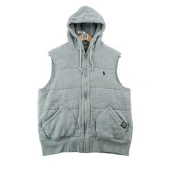 Kurtka Męska Pikowana Kamizelka z Kapturem z Dżerseju. Szare kurtki męskie Ralph Lauren, l, bez wzorów, z dżerseju. Za 314.16 zł.