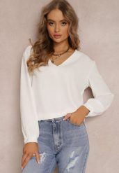 Biała Bluzka Phaedreda. Białe bluzki damskie Renee, bez wzorów, z jeansu, bez kołnierzyka, bez ramiączek. Za 49.99 zł.