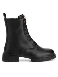 MEXX Trzewiki MI001712343W Czarny. Czarne botki damskie Mexx, ze skóry, bez obcasa, na płaskiej podeszwie, bez zapięcia. Za 299.99 zł.