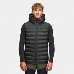 Kamizelka z kapturem męska Alpinus Artos. Czarne kurtki sportowe męskie Alpinus, m, bez wzorów, z puchu, trekkingowe. Za 299.00 zł.