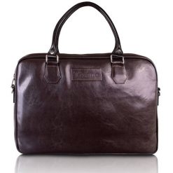 Torba skórzana Tizano TM05 czekoladowa. Brązowe torby na laptopa męskie TIZANO, bez wzorów, z materiału. Za 414.00 zł.