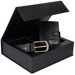 Zestaw prezentowy męski skórzany pasek portfel pudełko premium Beltimore Z28. Paski damskie bez wzorów. Za 129.99 zł.