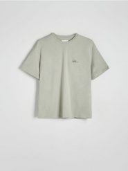 T-shirt regular z merceryzowanej bawełny - jasnozielony. Zielone t-shirty męskie Reserved, l, bez wzorów, z bawełny, bez kołnierzyka. W wyprzedaży za 49.99 zł.