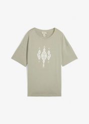 T-shirt z mieszanki bawełny i wiskozy. Zielone t-shirty damskie bonprix, bez wzorów, z bawełny, klasyczne, bez kołnierzyka. Za 19.99 zł.