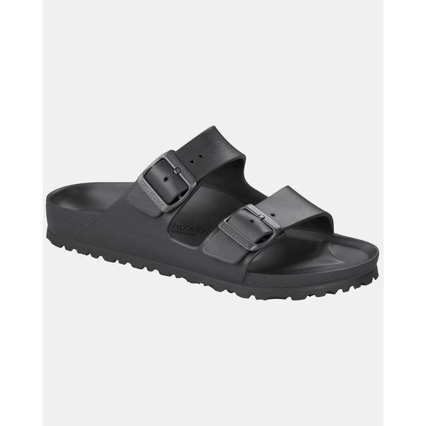 Klapki Birkenstock Arizona Eva. Czarne klapki damskie Birkenstock, bez wzorów, z materiału, bez obcasa. Za 329.99 zł.