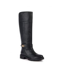 Geox Kozaki D Hoara D36FTD 00046 C9999 Czarny. Czarne kozaki damskie Geox, ze skóry, bez obcasa, na płaskiej podeszwie. Za 539.99 zł.