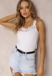 Biały Top Bawełniany Kasione. Białe koszule damskie Renee, l, bez wzorów, z bawełny, bez kołnierzyka, bez ramiączek. Za 24.99 zł.