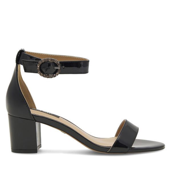 Sandały Nine West. Czarne sandały damskie Nine West, bez wzorów, bez obcasa, na słupku, bez zapięcia. Za 160.99 zł.