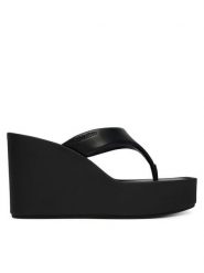 Calvin Klein Japonki Wedge 70 Sndl Thong Lth HW0HW02880 Czarny. Czarne klapki damskie Calvin Klein, bez wzorów, ze skóry, bez obcasa. Za 489.99 zł.