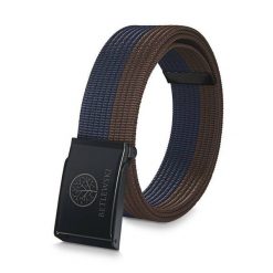 Pasek parciany BETLEWSKI PRC-10_CZ-2 L brązowo-granatowy. Brązowe paski damskie Betlewski, bez wzorów, z materiału. Za 34.99 zł.