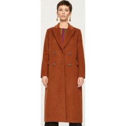 Płaszcz z domieszką wełny - Brązowy. Brązowe płaszcze damskie Reserved, z wełny. Za 399.99 zł.