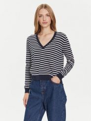 Tommy Jeans Sweter Essential DW0DW19888 Granatowy Regular Fit. Niebieskie swetry damskie Tommy Jeans, s, bez wzorów, z bawełny, bez kołnierzyka, bez ramiączek, bez kaptura. Za 289.99 zł.