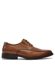 Clarks Półbuty Tilden Walk 261300957 Brązowy. Brązowe eleganckie półbuty Clarks, ze skóry, wizytowe, bez zapięcia. Za 259.99 zł.