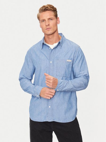 Calvin Klein Jeans Koszula J30J326676 Niebieski Regular Fit. Niebieskie koszule męskie Calvin Klein Jeans, m, bez wzorów, z bawełny, bez kołnierzyka, bez ramiączek. Za 459.99 zł.