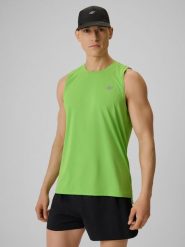 4F Koszulka do biegania regular szybkoschnąca męska - zielona M. Zielone koszulki sportowe męskie 4f, m, bez wzorów, z materiału, bez kołnierzyka, bez ramiączek, do biegania. Za 119.99 zł.