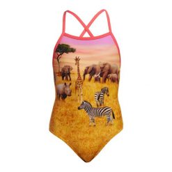 Strój kąpielowy dziewczęcy Funkita Circle of Life Straped In. Żółte stroje kąpielowe dla dziewczynek FUNKITA, bez wzorów, z poliesteru. Za 169.99 zł.