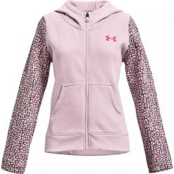 Bluza dziewczęca Under Armour Rival Fleece FZ. Czerwone bluzy dla dziewczynek Under Armour, bez wzorów, bez ramiączek, bez kaptura. Za 99.99 zł.