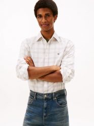 Tommy Jeans Męska koszula casual Mężczyźni Regular Fit Bawełna niebieski w kratkę, M. Niebieskie koszule męskie Tommy Jeans, m, bez wzorów, z bawełny, casualowe, bez kołnierzyka, bez ramiączek. Za 369.95 zł.