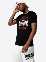 Koszulka Lonsdale Kilchoan. Czarne koszulki sportowe męskie Lonsdale, m, bez wzorów, z bawełny, bez kołnierzyka, bez ramiączek. Za 119.50 zł.