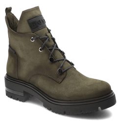 Zielone Botki Nessi Modne Obuwie Damskie. Zielone kozaki damskie Nessi, z nubiku, bez obcasa. Za 449.00 zł.