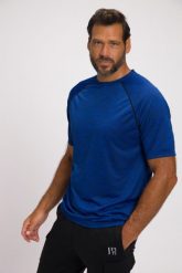 Męski T-shirt FLEXNAMIC® Odzież fitness krótki raglanowy rękaw. Niebieskia t-shirty męskie JAY-PI, l, bez wzorów, z materiału, bez kołnierzyka. Za 143.99 zł.