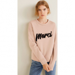 Mango - Bluza Merci. Różowe bluzy damskie Mango, z nadrukiem, z bawełny. Za 119.90 zł.