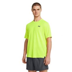 Koszulka treningowa męska Under Armour Tech Vent Geode. Żółte buty sportowe męskie Under Armour, l, bez wzorów, bez kołnierzyka, bez ramiączek, na fitness i siłownię. Za 139.99 zł.