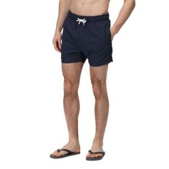 Męskie spodenki kąpielowe szybkoschnące Regatta RMM016 540 granatowy L. Niebieskie kąpielówki męskie Regatta, l, bez wzorów, z poliesteru, do pływania. Za 59.99 zł.