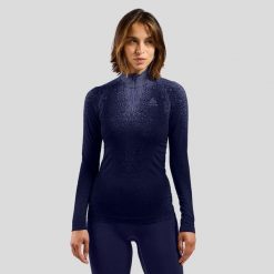 Bielizna termoaktywna z długim rękawem Odlo BL TOP turtle neck l/s half zip. Niebieskia bielizna termoaktywna damska Odlo, l, bez wzorów, bez ramiączek, długie. W wyprzedaży za 335.99 zł.