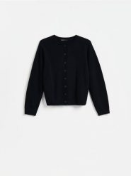 Wełniany kardigan - czarny. Czarne kardigany damskie Reserved, l, bez wzorów, z wełny. Za 179.99 zł.