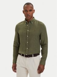 Tommy Hilfiger Koszula MW0MW41530 Zielony ciemny Regular Fit. Zielone koszule męskie Tommy Hilfiger, m, bez wzorów, ze lnu, bez kołnierzyka, bez ramiączek. Za 489.99 zł.