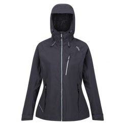 Kurtka przeciwdeszczowa z kapturem damska Regatta Birchdale. Niebieskie kurtki damskie Regatta, m, bez wzorów, z materiału, z kapturem, trekkingowe. Za 259.99 zł.