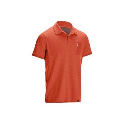 Koszulka polo TRAVEL 100 męska. Brązowe koszulki polo męskie QUECHUA, z krótkim rękawem. Za 59.99 zł.