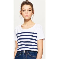 Koszulka w paski - Biały. Bluzki damskie marki Cropp. Za 39.99 zł.