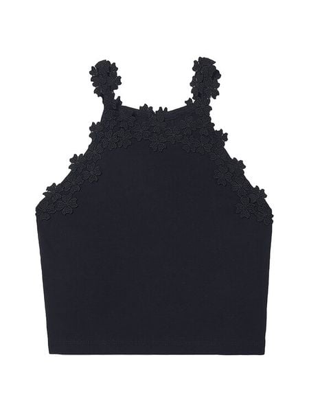 Mayoral Top 6015 Czarny Regular Fit. Czarne t-shirty i topy dla dziewczynek Mayoral, bez wzorów, bez ramiączek. Za 99.99 zł.