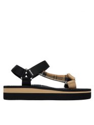 Barbour Sandały Mila LBS0020BK31 Beżowy. Brązowe sandały damskie Barbour, bez wzorów, z materiału, bez obcasa, na płaskiej podeszwie, bez zapięcia. Za 269.99 zł.