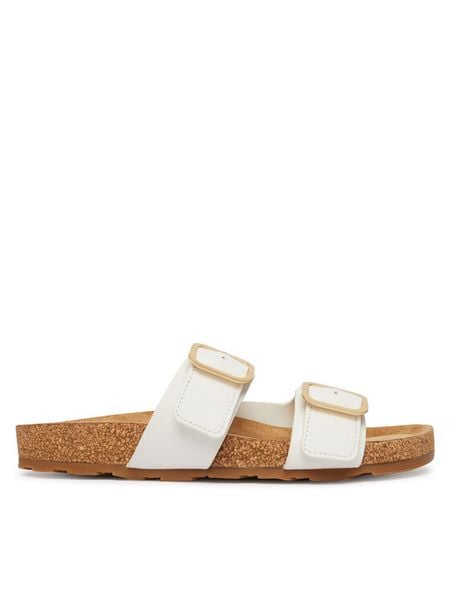 Tommy Hilfiger Klapki Double Strap Cork Sandals FW0FW09118 Biały. Białe klapki damskie Tommy Hilfiger, bez wzorów, ze skóry, bez obcasa. Za 237.99 zł.