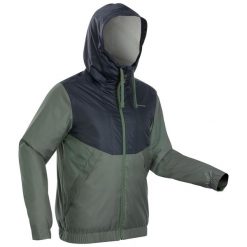 Kurtka turystyczna męska zimowa Quechua SH100 -5°C wodoodporna. Białe kurtki męskie QUECHUA, na zimę, m, bez wzorów, z polaru, sportowe, bez kaptura. W wyprzedaży za 119.99 zł.