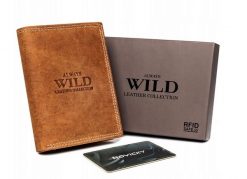 Portfel koniakowy Always Wild N4-P-CHM-1003 COGNAC. Brązowe portfele męskie Always Wild, bez wzorów, z nubiku. Za 50.00 zł.