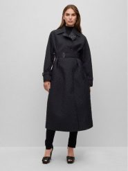 Boss Trencz Pelkate 50494220 Czarny Regular Fit. Czarne płaszcze damskie Boss, bez wzorów, z syntetyku, bez kaptura. Za 2,069.00 zł.