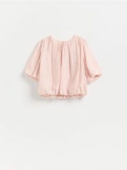 Bluzka z lyocellem - pastelowy róż. Czerwone bluzki damskie Reserved, l, bez wzorów, z lyocellu, bez kołnierzyka, bez ramiączek. Za 99.99 zł.